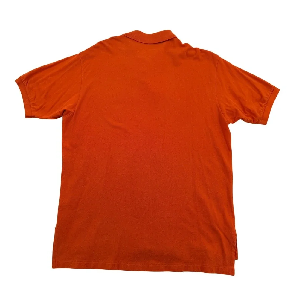 Polo Ralph Lauren Orange Short Sleeve Pique Cotton Polo Shirt Blue Pony Mens XL
